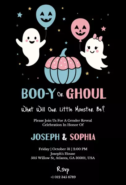 Spooky Halloween Gender Reveal Celebration Invitation Template