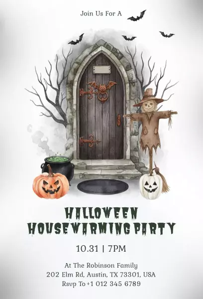 Spooky Halloween Housewarming Party Invitation Template