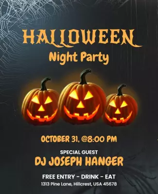 Spooky Halloween Night Party with Jack-O'-Lanterns Poster Template