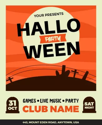 Spooky Halloween Party with Games and Live Music Poster Template