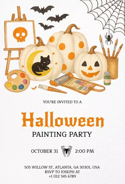 Spooky Halloween Pumpkin Painting Party Invitation Template