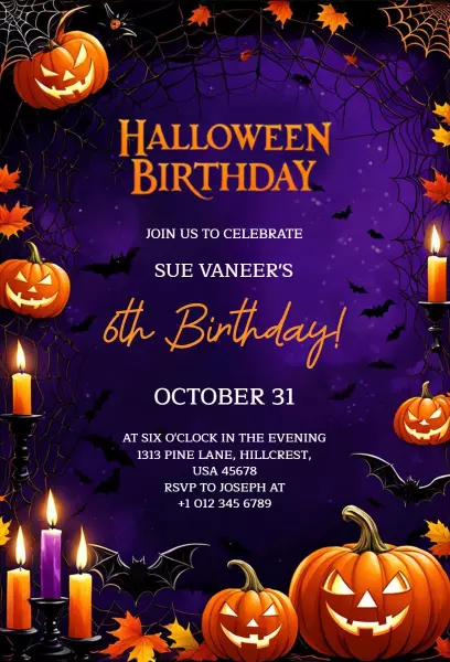 Spooky Halloween Theme Colorful Birthday Celebration Invitation Template