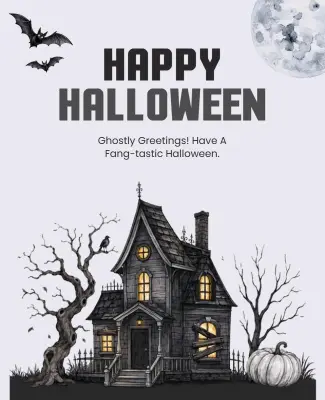 Spooky Haunted House Halloween Greetings Poster Template
