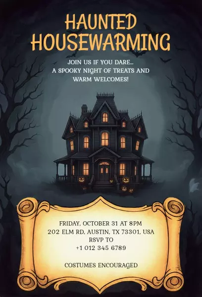 Spooky Haunted Housewarming Celebration Invitation Template
