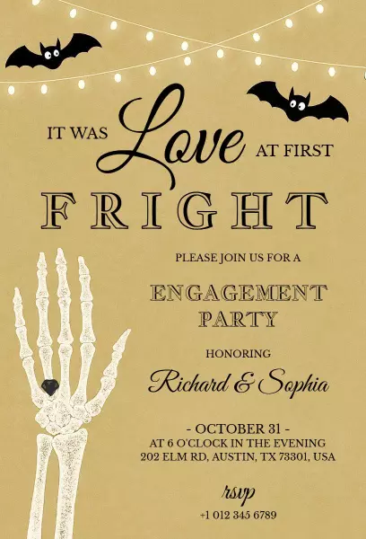 Spooky Love at First Fright Engagement Party Invitation Template