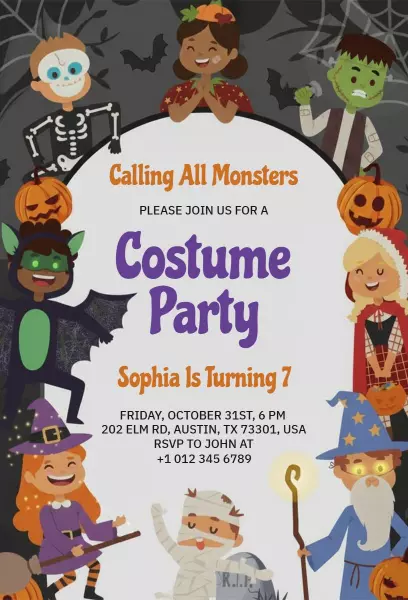 Spooky Monster Themed Costume Party Invitation Template