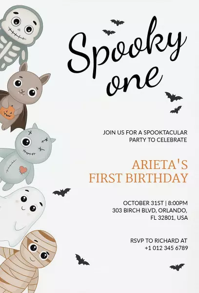 Spooky One Halloween Birthday Celebration Invitation Template