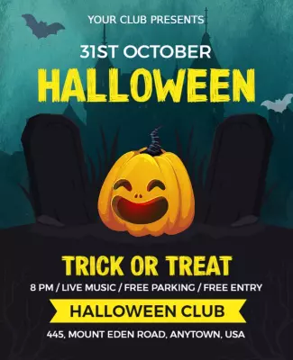 Spooky Pumpkin Themed Halloween Trunk or Treat Flyer Template