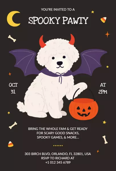 Spooky Puppy Costume Halloween Party Invitation Template