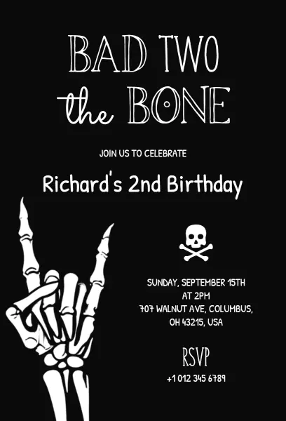 Spooky Skeleton Halloween Birthday Celebration Invitation Template