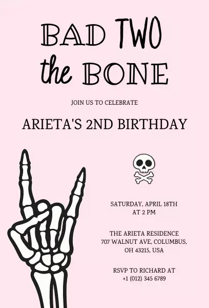Spooky Skeleton Theme Halloween Birthday Invitation Template