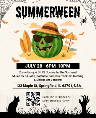 Spooky Summerween Pumpkin Halloween Event Flyer Template