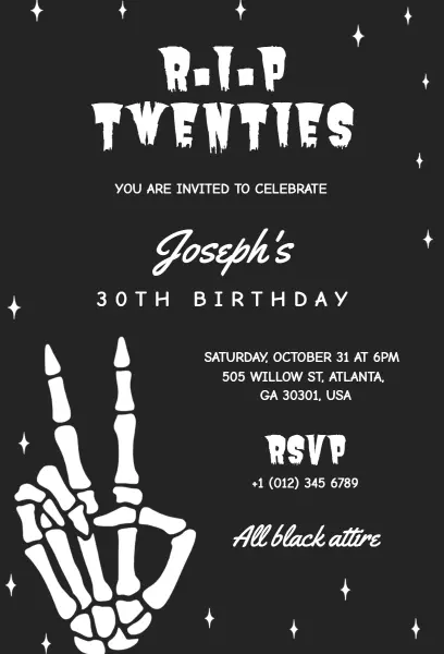 Spooky Twenties Halloween Birthday Celebration Invitation Template