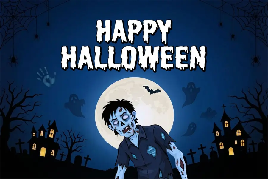 Spooky Zombie Night Halloween Postcard Template