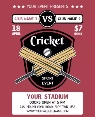 Sport-Themed Cricket Match Event Poster Template