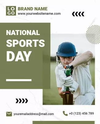 Sport-Themed Green National Sports Day Celebration Poster Template