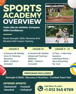 Sports Academy Training Overview Flyer Template