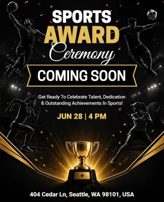 Sports Award Ceremony Coming Soon Announcement Poster Template