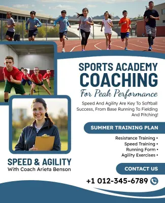 Sports Coaching Academy Training Program Flyer Template