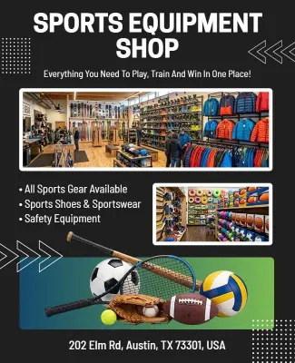 Sports Equipment Shop Promotional Flyer Template