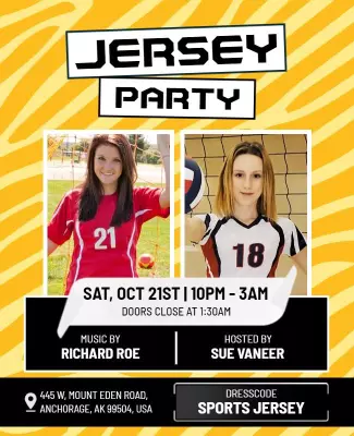 Bold Jersey-Themed Sports Party Celebration Flyer Template