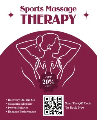 Sports Massage Therapy QR Code Flyer Template