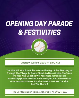 Sports Parade and Festivities Announcement Flyer Template