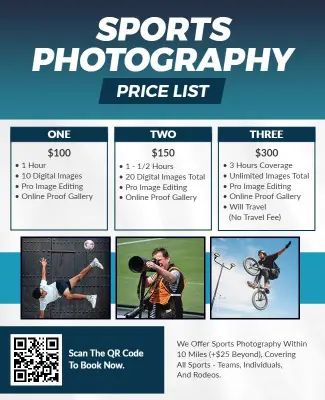 Sports Photography Price List Flyer Template