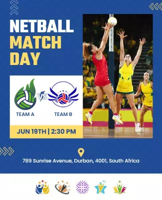 Sports Theme Colorful Netball Match Day Poster Template