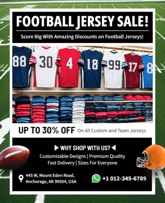 Sports Themed Football Jersey Sale Discount Poster Template
