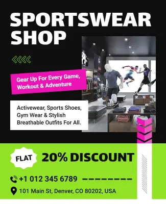 Sportswear Shop Promotional Sale Poster Template