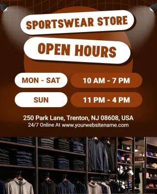 Sportswear Store Open Hours Flyer Template