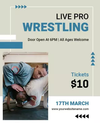 Sporty Blue Live Pro Wrestling Event Poster Template