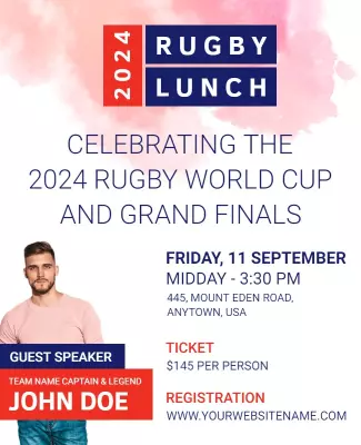 Sporty Blue Rugby World Cup Celebration Lunch Poster Template