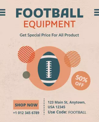 Sporty Retro Football Equipment Sale Poster Template