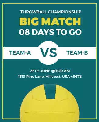 Sporty Throwball Championship Exciting Match Countdown Poster Template