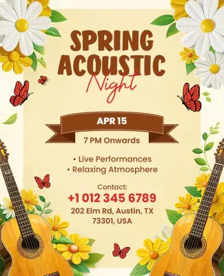 Spring Acoustic Music Night Flyer Template