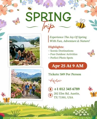 Spring Adventure Trip Promotional Poster Template