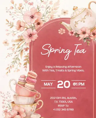 Spring Afternoon Tea Party Flyer Template