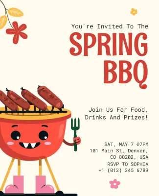 Spring BBQ Invitation Flyer Template