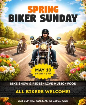 Spring Biker Sunday Gathering Event Flyer Template