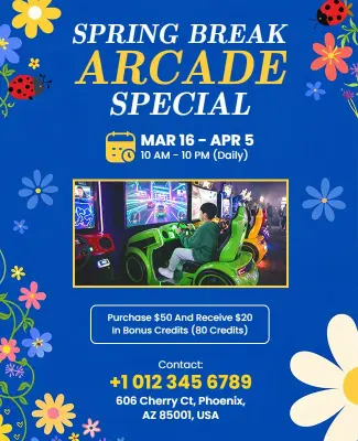 Spring Break Arcade Special Event Flyer Template