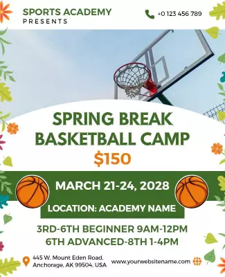 Spring Break Basketball Camp Flyer Template