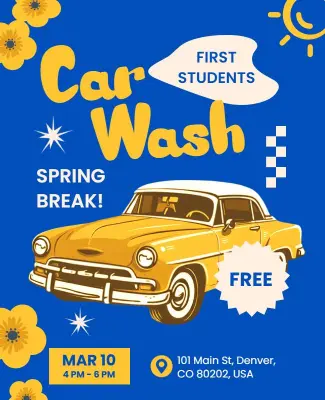 Spring Break Car Wash Flyer Template