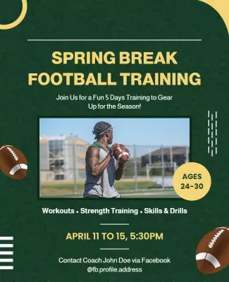 Spring Break Football Training Flyer Template