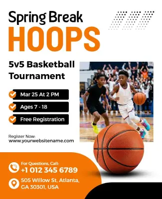 Spring Break Hoops Tournament Event Flyer Template