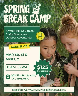 Spring Break Kids Activity Camp Poster Template
