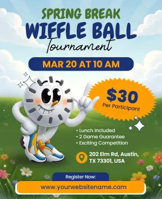 Spring Break Wiffle Ball Tournament Flyer Template