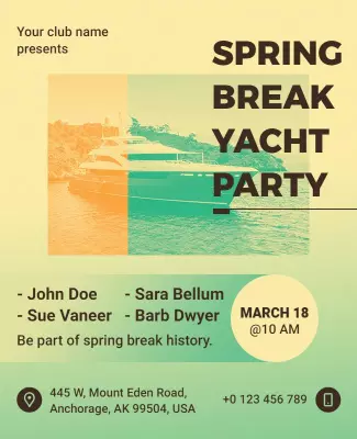 Spring Break Yacht Party Flyer Template