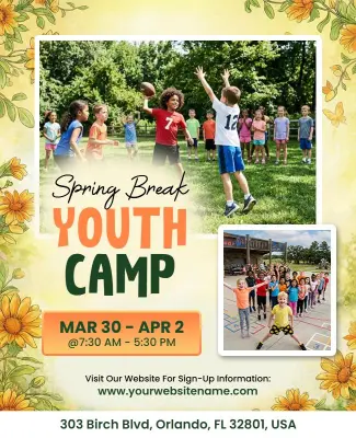 Spring Break Youth Camp Event Flyer Template